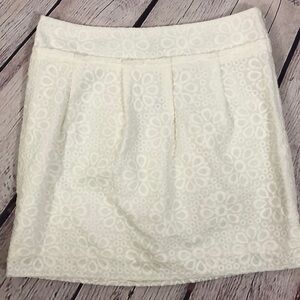 Ann Taylor Loft White Embroidered Skirt